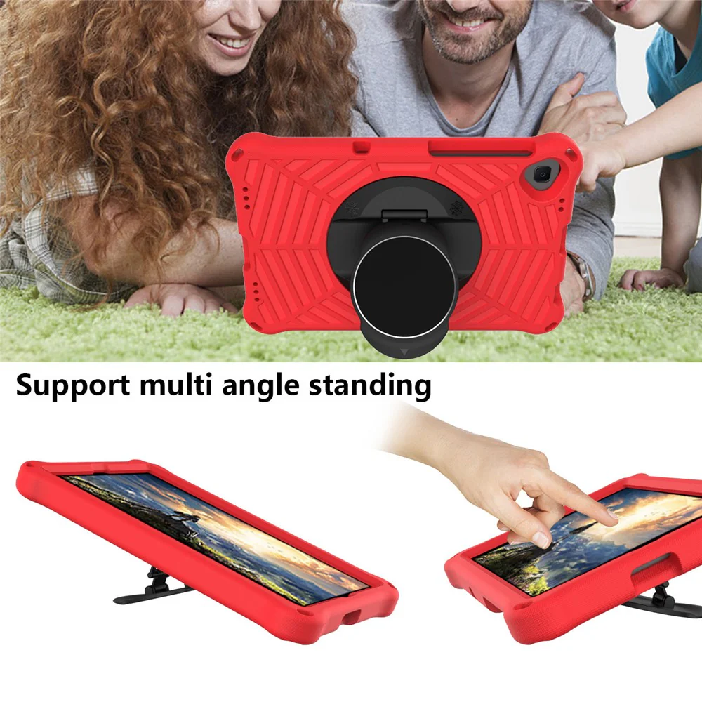 Spider Web Texture Anti-Drop Shockproof Tablet Case Kickstand EVA Cover with Shoulder Strap for Lenovo M10 FHD Plus/2nd Gen TB-X606 10.3-inch - Red - Image 5