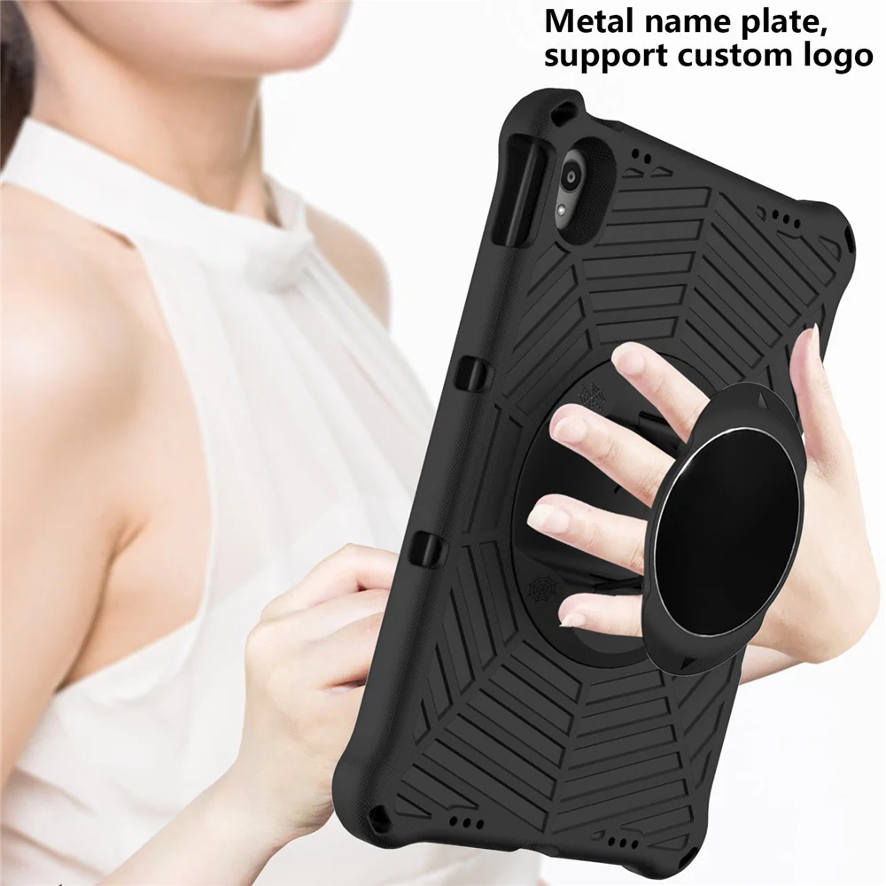 Spider Web Texture Heat Dissipation Anti-Drop Impact-Resistant Tablet Case Kickstand EVA Cover with Shoulder Strap for Lenovo Tab P11 TB-J606F / Tab P11 5G - Black - Image 6