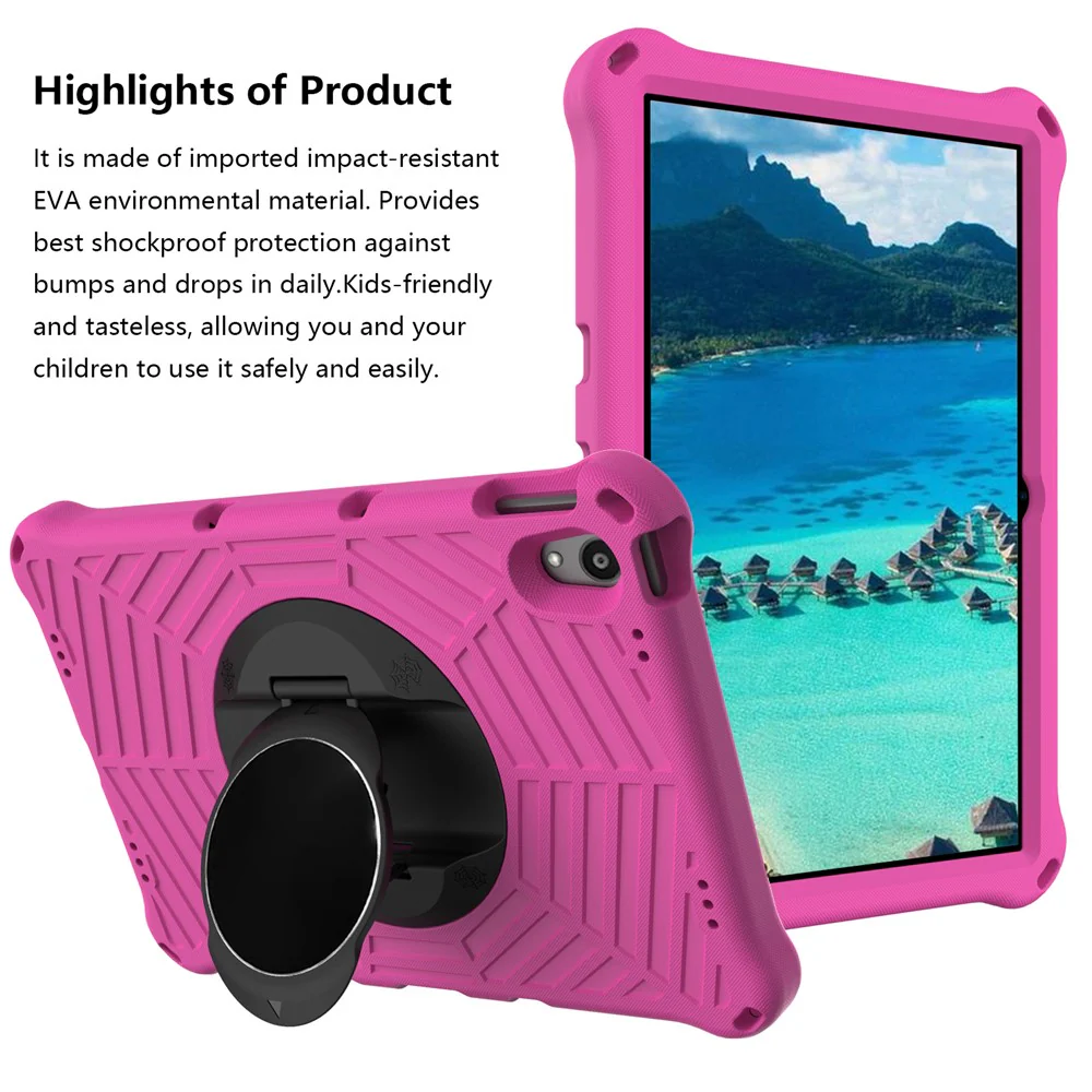 Spider Web Texture Heat Dissipation Anti-Drop Impact-Resistant Tablet Case Kickstand EVA Cover with Shoulder Strap for Lenovo Tab P11 TB-J606F / Tab P11 5G - Rose - Image 2