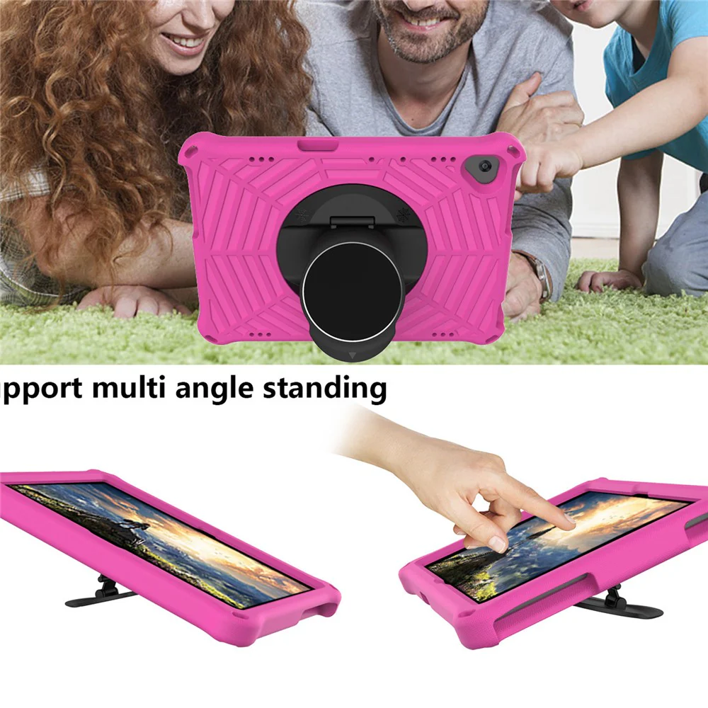 Spider Web Texture Scratch-resistant EVA Smart Tablet Case Cover with Kickstand and Shoulder Strap for Lenovo Tab M10 TB-X505F/TB-X605F 10.1-inch - Rose - Image 5