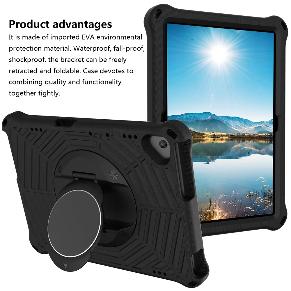 Spider Web Texture Tablet Case Kickstand EVA Cover with Shoulder Strap for Lenovo M10 FHD REL TB-X605FC/TB-X605LC 10.1-inch - Black - Image 3