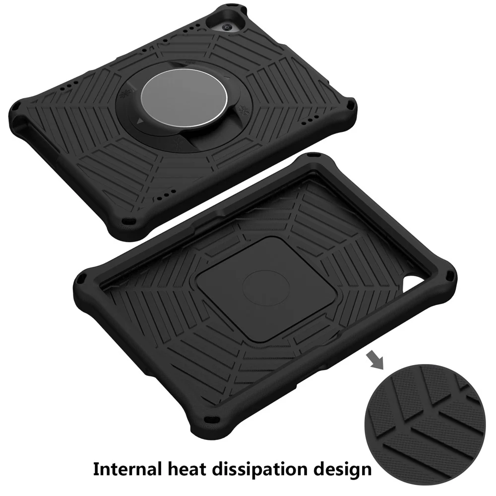 Spider Web Texture Tablet Case Kickstand EVA Cover with Shoulder Strap for Lenovo M10 FHD REL TB-X605FC/TB-X605LC 10.1-inch - Black - Image 4