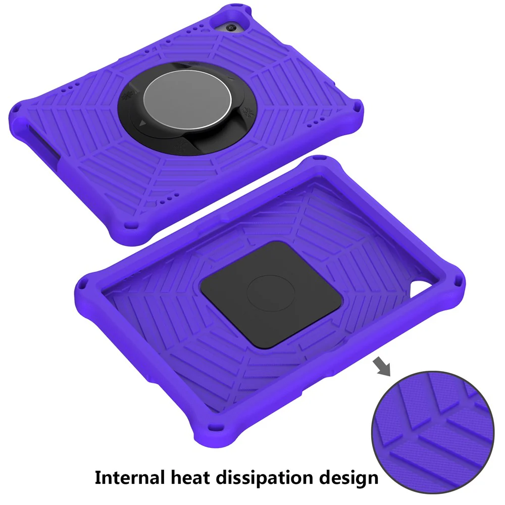 Spider Web Texture Tablet Case Kickstand EVA Cover with Shoulder Strap for Lenovo M10 FHD REL TB-X605FC/TB-X605LC 10.1-inch - Purple - Image 4
