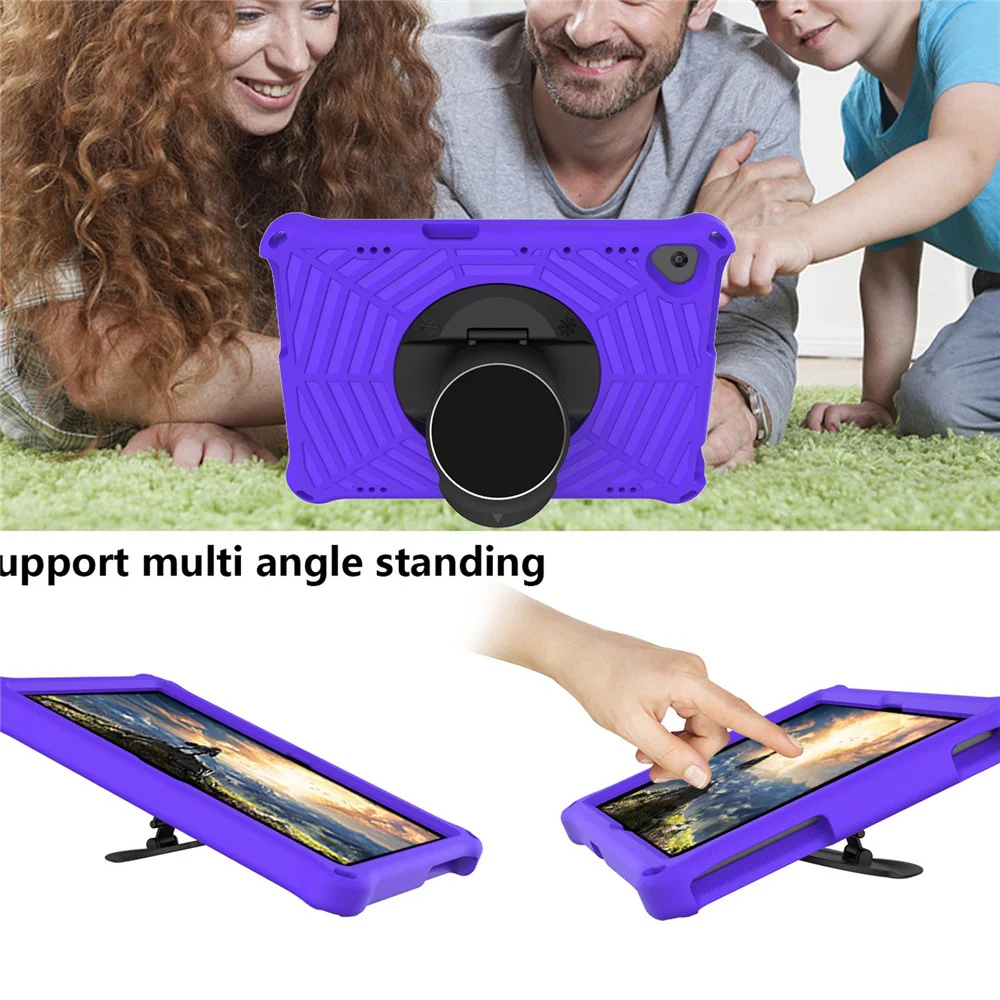Spider Web Texture Tablet Case Kickstand EVA Cover with Shoulder Strap for Lenovo M10 FHD REL TB-X605FC/TB-X605LC 10.1-inch - Purple - Image 5