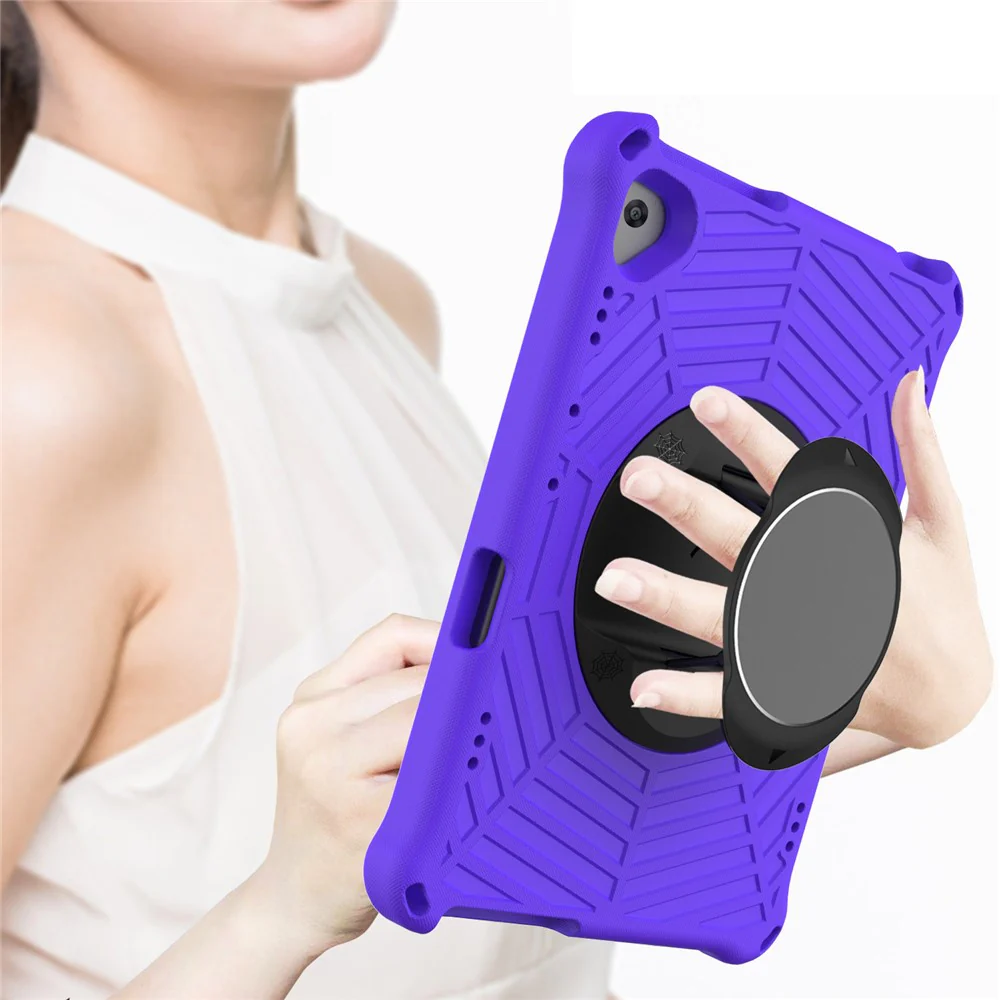 Spider Web Texture Tablet Case Kickstand EVA Cover with Shoulder Strap for Lenovo M10 FHD REL TB-X605FC/TB-X605LC 10.1-inch - Purple - Image 6
