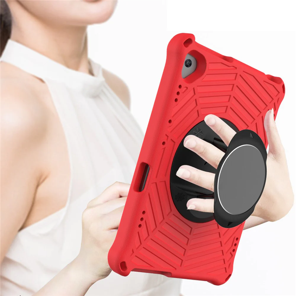 Spider Web Texture Tablet Case Kickstand EVA Cover with Shoulder Strap for Lenovo M10 FHD REL TB-X605FC/TB-X605LC 10.1-inch - Red - Image 6
