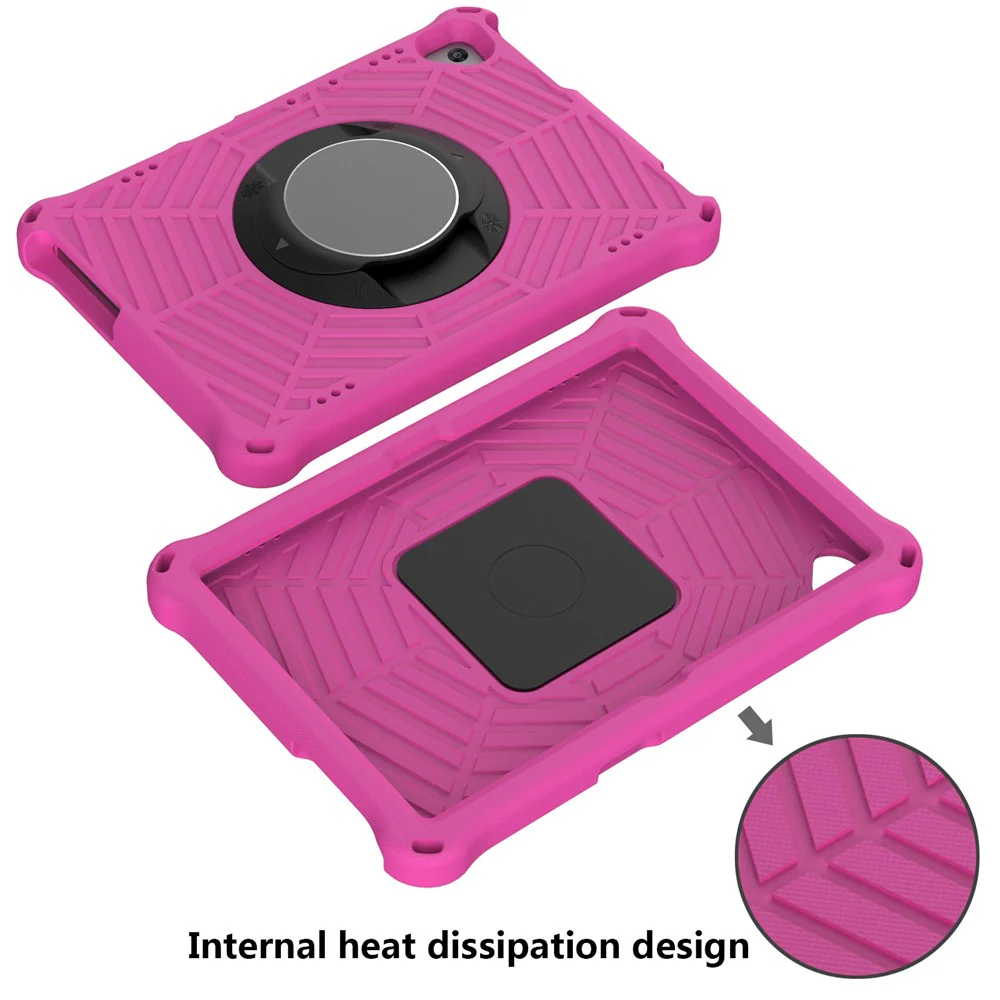 Spider Web Texture Tablet Case Kickstand EVA Cover with Shoulder Strap for Lenovo M10 FHD REL TB-X605FC/TB-X605LC 10.1-inch - Rose - Image 4