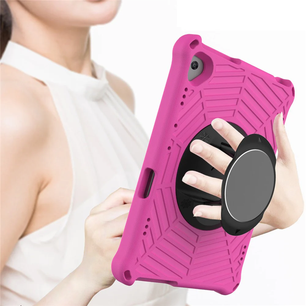 Spider Web Texture Tablet Case Kickstand EVA Cover with Shoulder Strap for Lenovo M10 FHD REL TB-X605FC/TB-X605LC 10.1-inch - Rose - Image 6