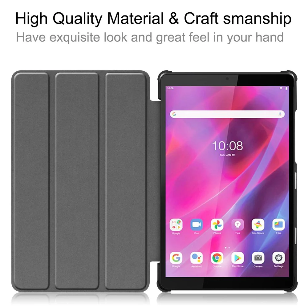 Stable Tri-fold Stand Stand Leather Tablet Covering Protection Case for Lenovo Tab M8 TB-8505X - Black - Image 2