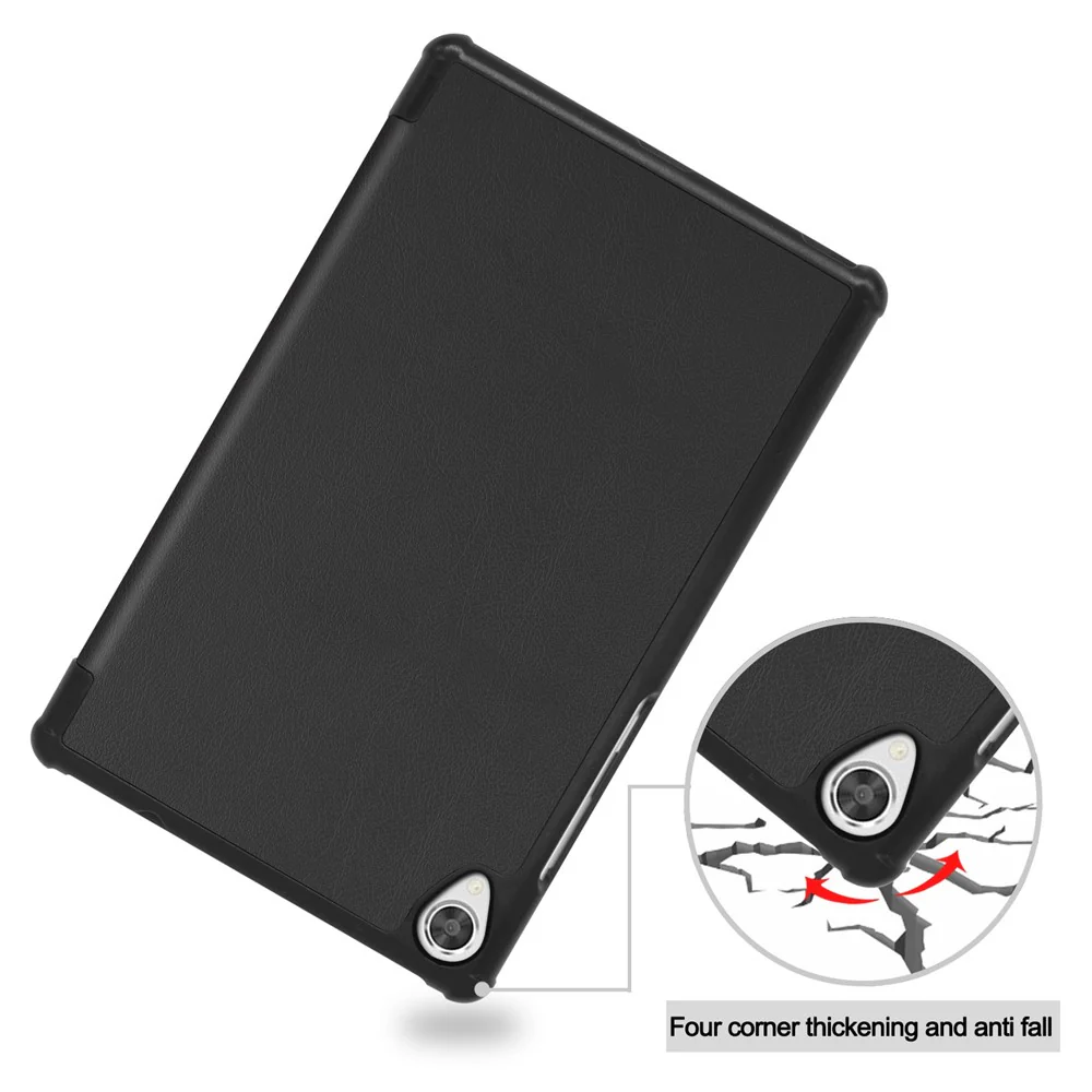 Stable Tri-fold Stand Stand Leather Tablet Covering Protection Case for Lenovo Tab M8 TB-8505X - Black - Image 6
