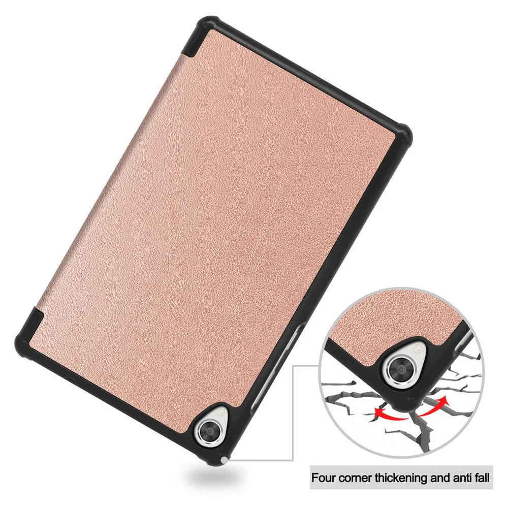 Stable Tri-fold Stand Stand Leather Tablet Covering Protection Case for Lenovo Tab M8 TB-8505X - Rose Gold - Image 6
