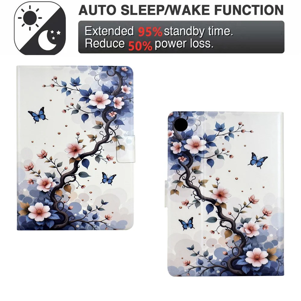 Stand Case for Lenovo Tab M10 (Gen 3) Pattern Printing Tablet Leather Cover with Auto Wake / Sleep - Pink Flower - Image 5