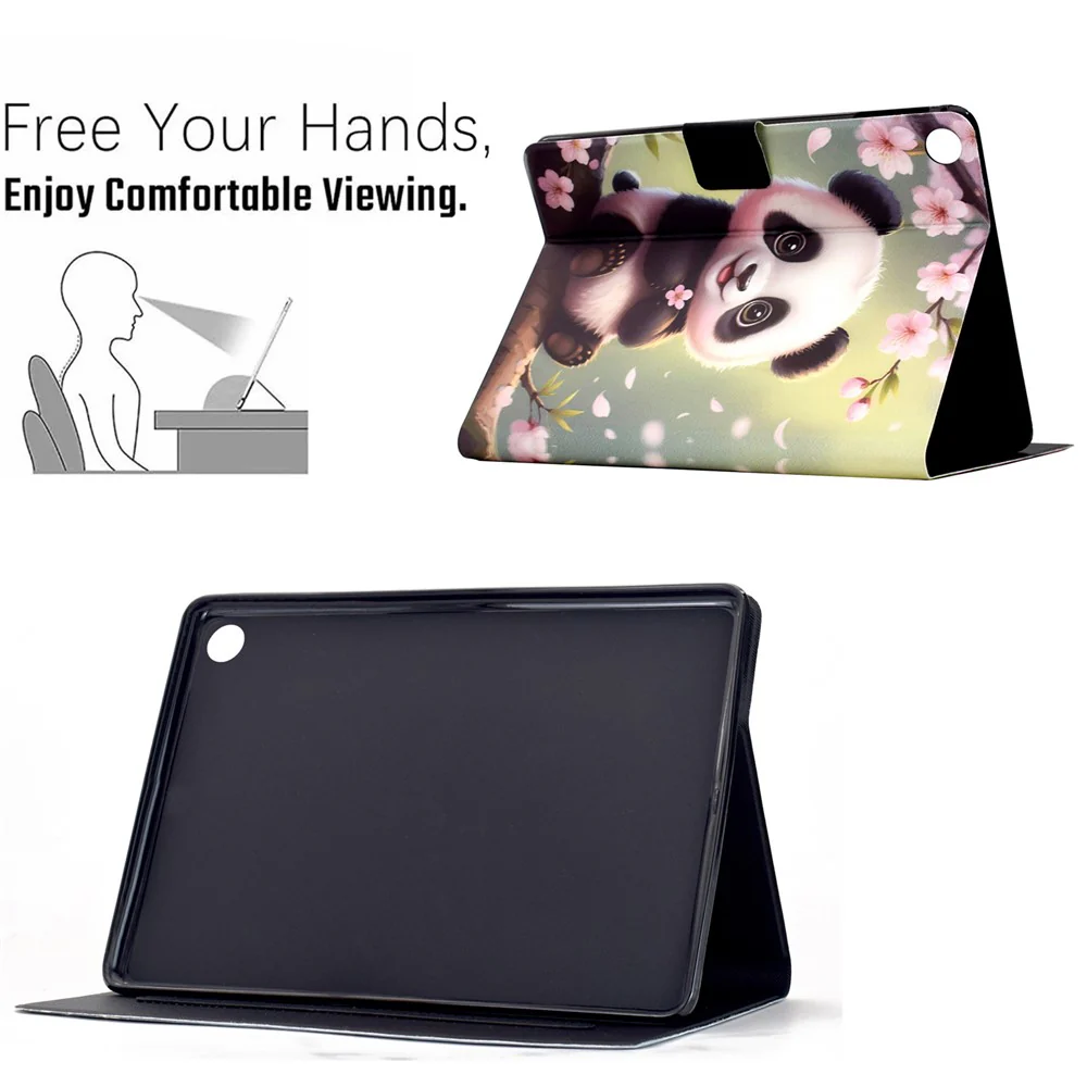 Stand Case for Lenovo Tab M10 (Gen 3) Pattern Printing Tablet Leather Cover with Auto Wake / Sleep - Sakura Panda - Image 6