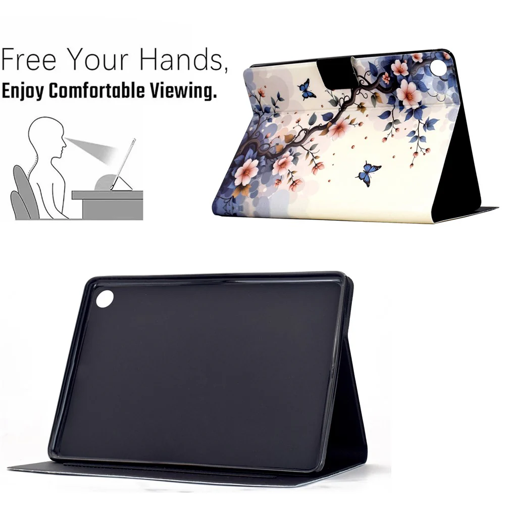 Stand Case for Lenovo Tab M10 Plus (3rd Gen) Pattern Printing Tablet Leather Cover with Auto Wake / Sleep - Pink Flower - Image 6