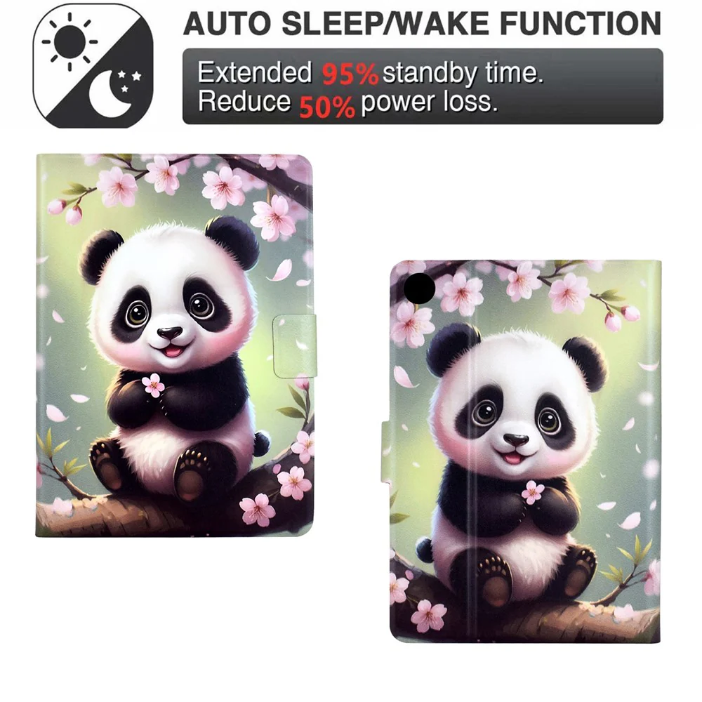 Stand Case for Lenovo Tab M10 Plus (3rd Gen) Pattern Printing Tablet Leather Cover with Auto Wake / Sleep - Sakura Panda - Image 5