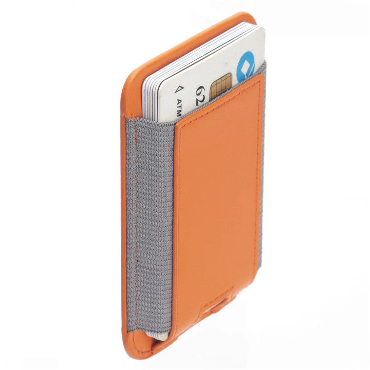 Stretchy Magnetic Card Holder for iPhone 14 / 13 / 12 Series PU Leather Card Cash Pouch Bag - Dark Blue - Image 4