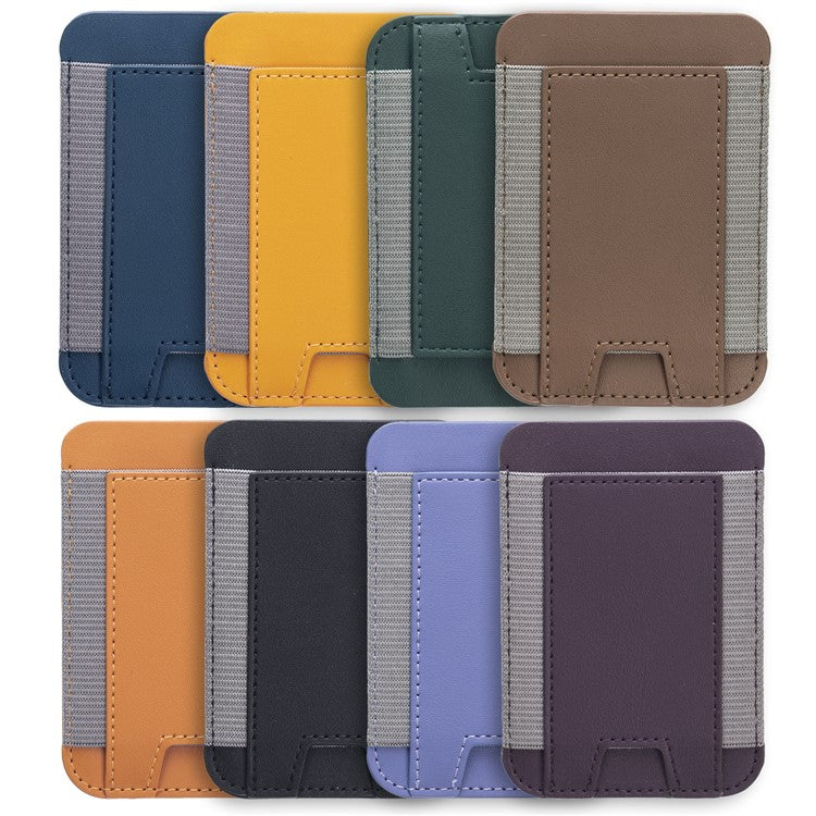 Stretchy Magnetic Card Holder for iPhone 14 / 13 / 12 Series PU Leather Card Cash Pouch Bag - Yellow - Image 6