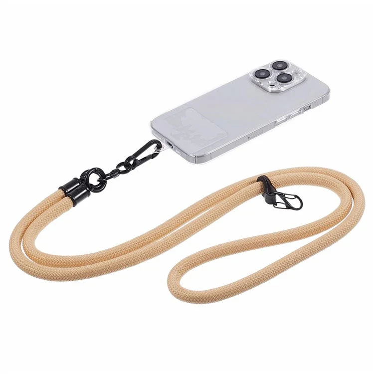 Style A Phone Strap 8mm Universal Nylon Phone Neck Lanyard with Clear Patch - Apricot - Image 3