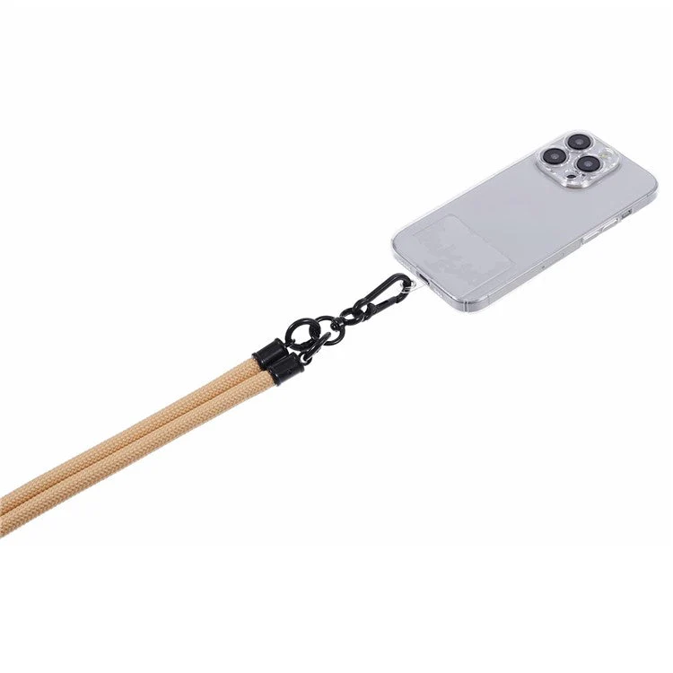 Style A Phone Strap 8mm Universal Nylon Phone Neck Lanyard with Clear Patch - Apricot - Image 4