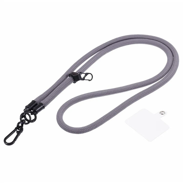 Style A Solid Color Phone Strap 10mm Crossbody Nylon Phone Charm with Clear Patch - Grey - Image 2