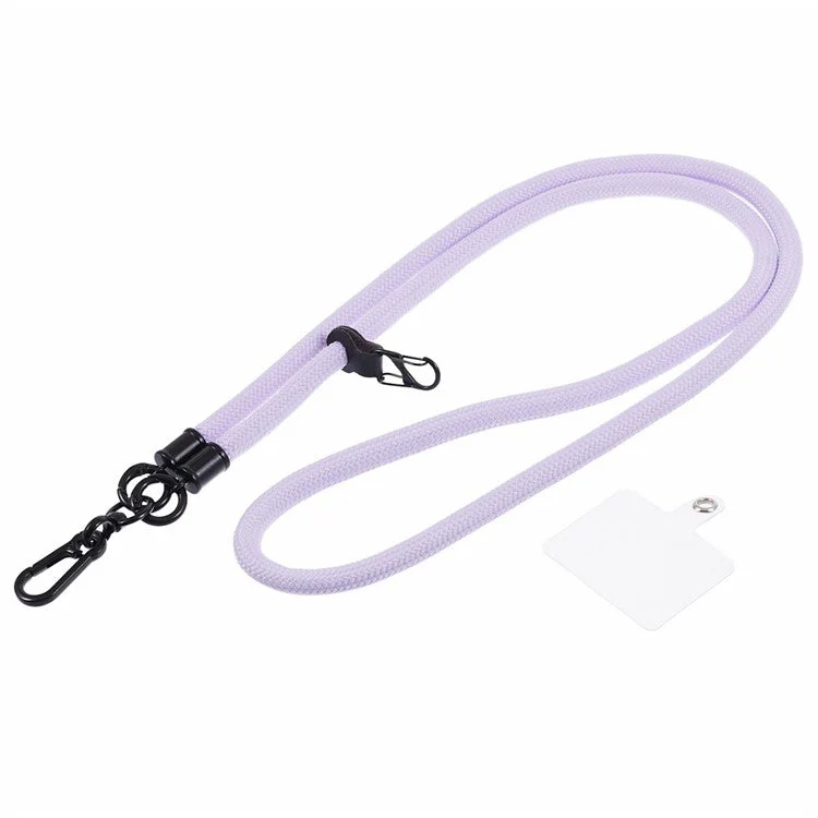 Style A Solid Color Phone Strap 10mm Crossbody Nylon Phone Charm with Clear Patch - Light Purple - Image 2