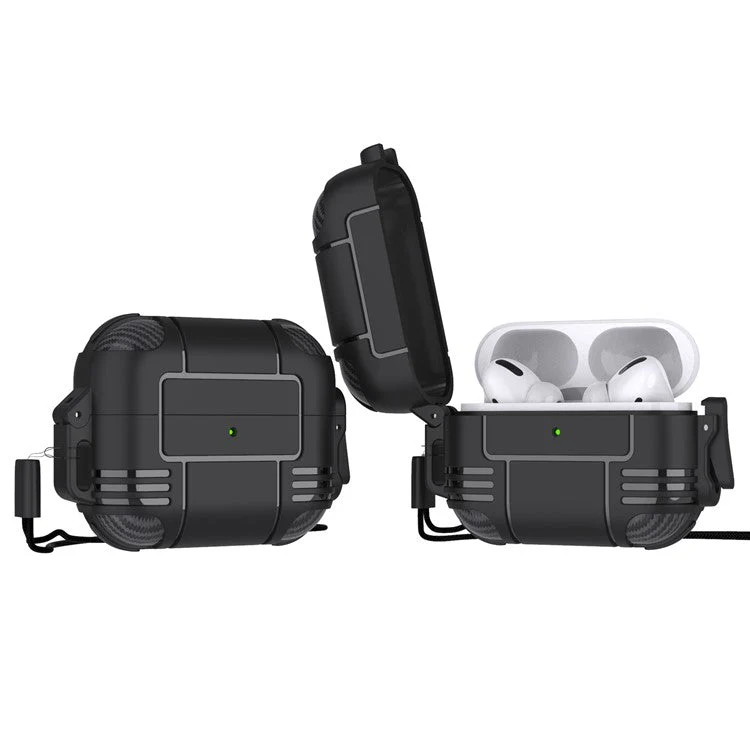 Stylish Bluetooth Earphone TPU Anti-drop Protective Cover Shell with Lanyard for AirPods Pro - Black