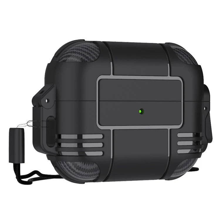 Stylish Bluetooth Earphone TPU Anti-drop Protective Cover Shell with Lanyard for AirPods Pro - Black - Image 2