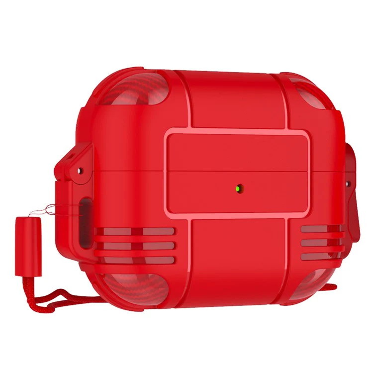 Stylish Bluetooth Earphone TPU Anti-drop Protective Cover Shell with Lanyard for AirPods Pro - Red - Image 2