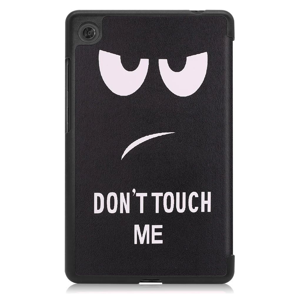 Stylish Light Slim Pattern Printing PU Leather Tri-fold Stand Tablet Cover Shell for Lenovo Tab M7 (2nd Gen) / (3rd Gen) - Don't Touch Me - Image 3
