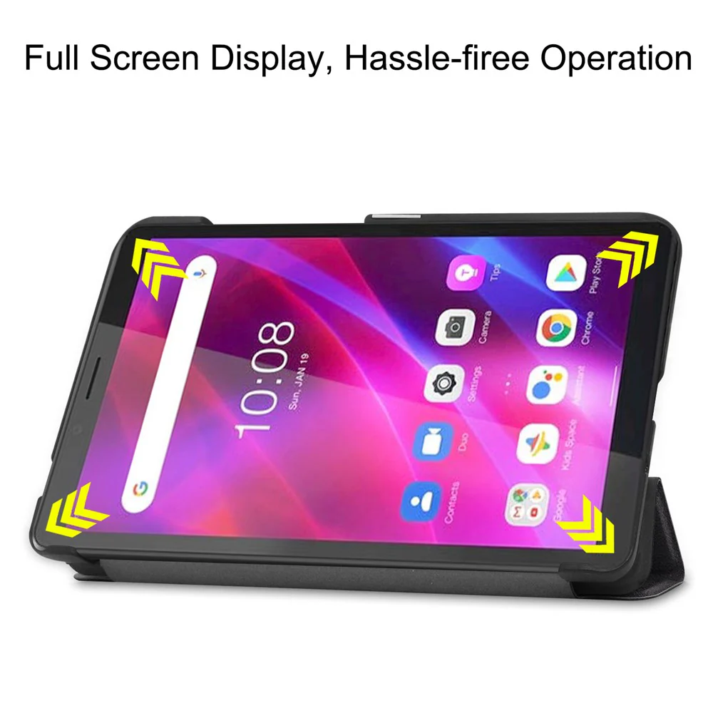Stylish Light Slim Pattern Printing PU Leather Tri-fold Stand Tablet Cover Shell for Lenovo Tab M7 (2nd Gen) / (3rd Gen) - Don't Touch Me - Image 5