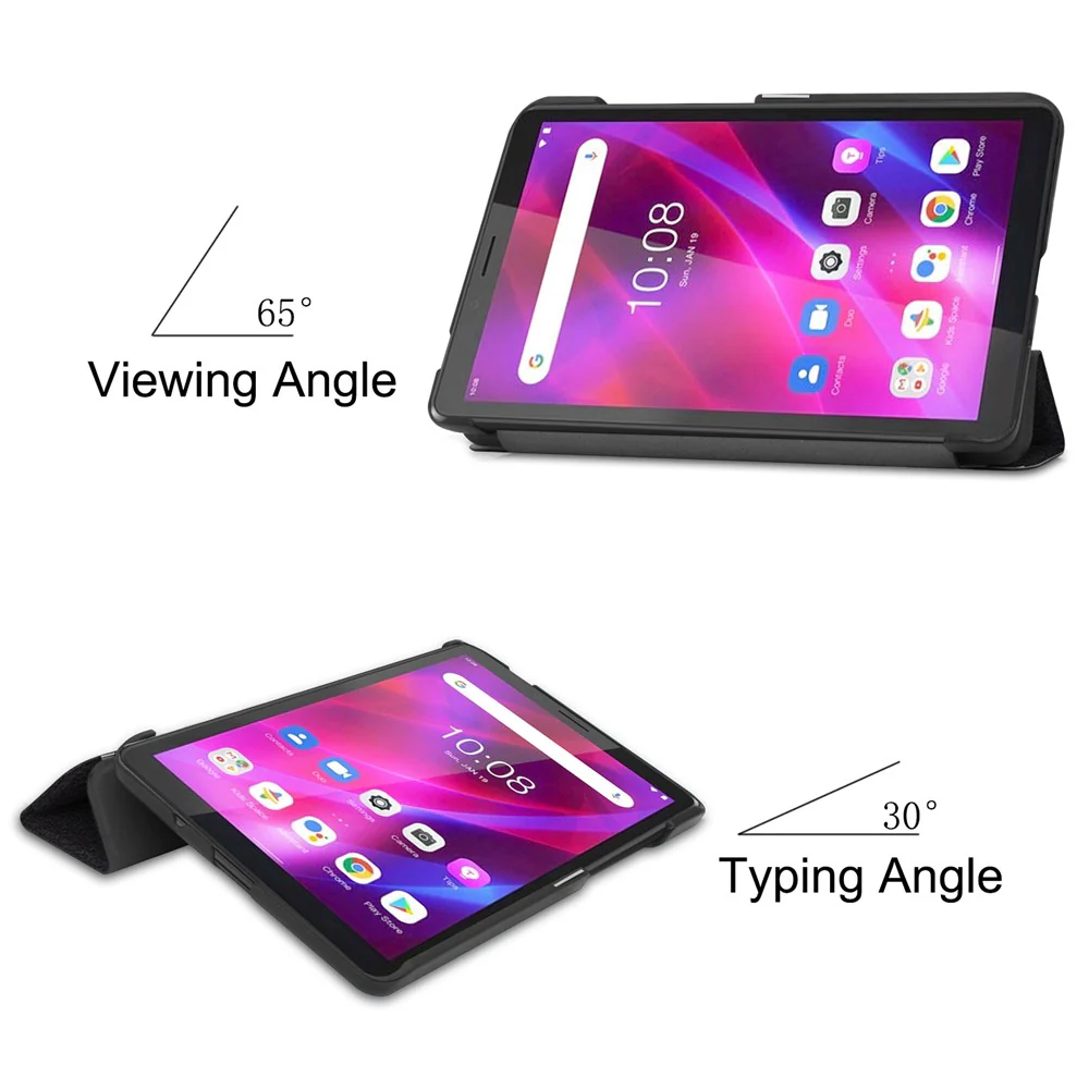 Stylish Light Slim Pattern Printing PU Leather Tri-fold Stand Tablet Cover Shell for Lenovo Tab M7 (2nd Gen) / (3rd Gen) - Don't Touch Me - Image 6