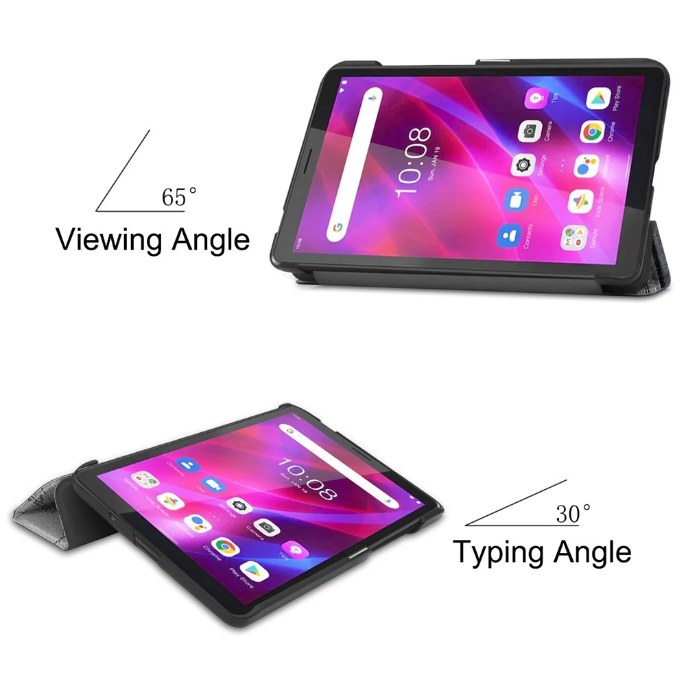 Stylish Light Slim Pattern Printing PU Leather Tri-fold Stand Tablet Cover Shell for Lenovo Tab M7 (2nd Gen) / (3rd Gen) - Eiffel Tower and Map - Image 6