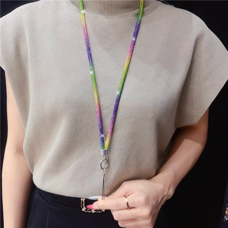 Stylish Rhinestone Phone Lanyard Cotton Rope Universal Neck Strap, Length: 80cm - Colorful - Image 2
