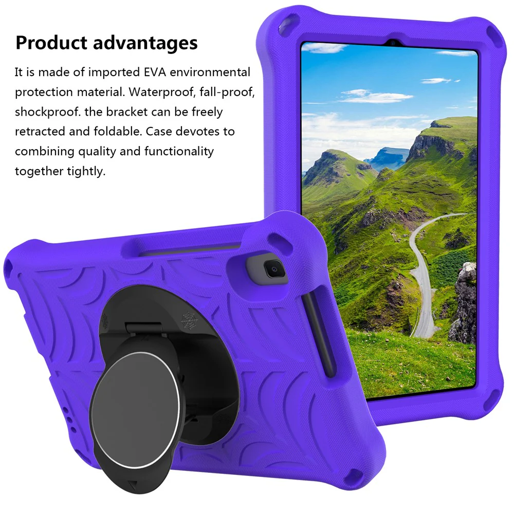 Stylish Spider Web Texture EVA Tablet Case Kickstand Cover Shell with Shoulder Strap for Lenovo Tab M8 (1st Gen) TB-8505/M8 (2nd Gen) TB-8705/M8 (3rd Gen) TB-8506 - Purple - Image 3
