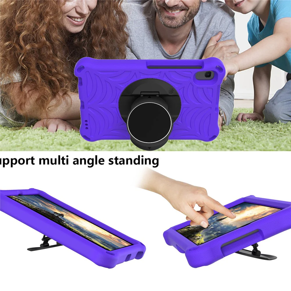 Stylish Spider Web Texture EVA Tablet Case Kickstand Cover Shell with Shoulder Strap for Lenovo Tab M8 (1st Gen) TB-8505/M8 (2nd Gen) TB-8705/M8 (3rd Gen) TB-8506 - Purple - Image 5