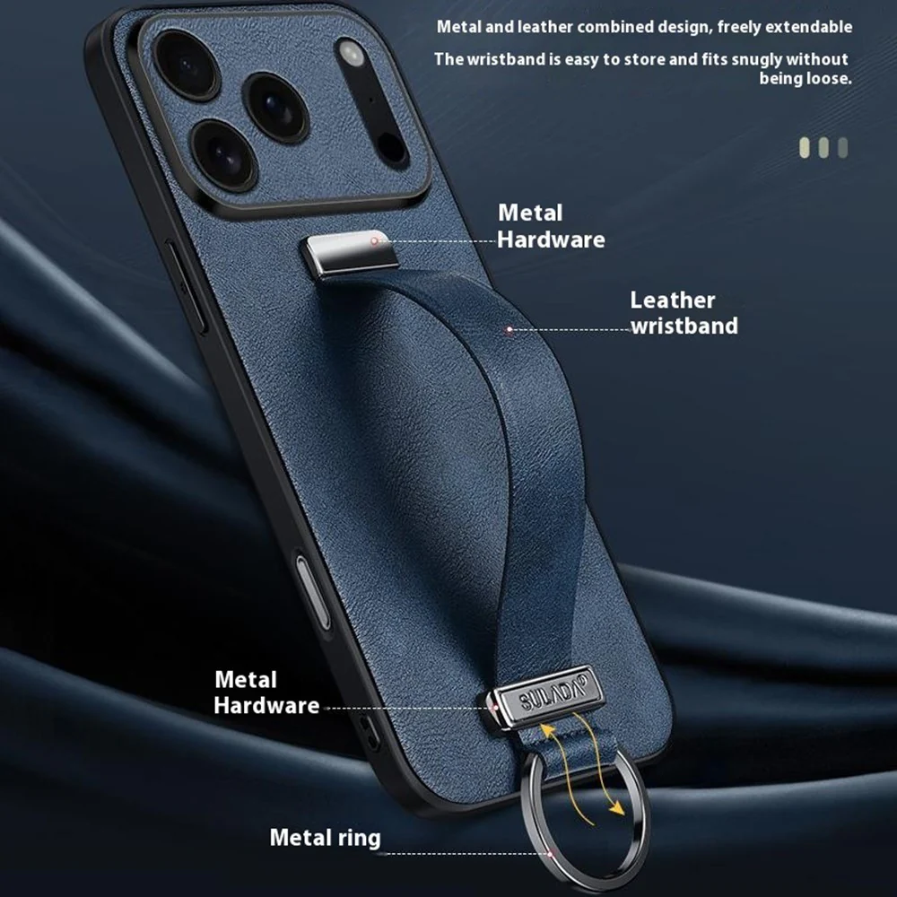 SULADA Fashion Series for iPhone 17 Pro Max Case Wristband Kickstand Leather Back Phone Cover - Orange - Image 4