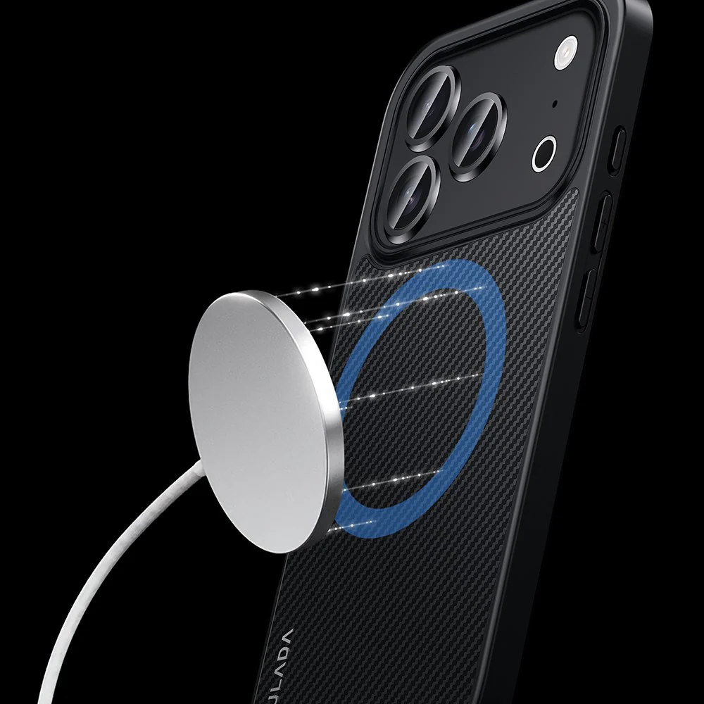 SULADA For iPhone 17 Pro Max Case Compatible with MagSafe Metal Lens Frame PU+TPU Phone Cover - Black - Image 7
