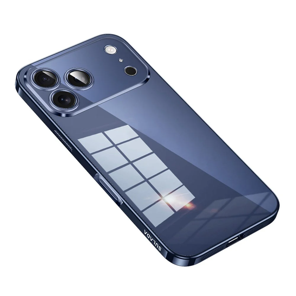 SULADA For iPhone 17 Pro Max Case Ultra Thin Electroplated TPU Clear Phone Cover - Titanium Blue