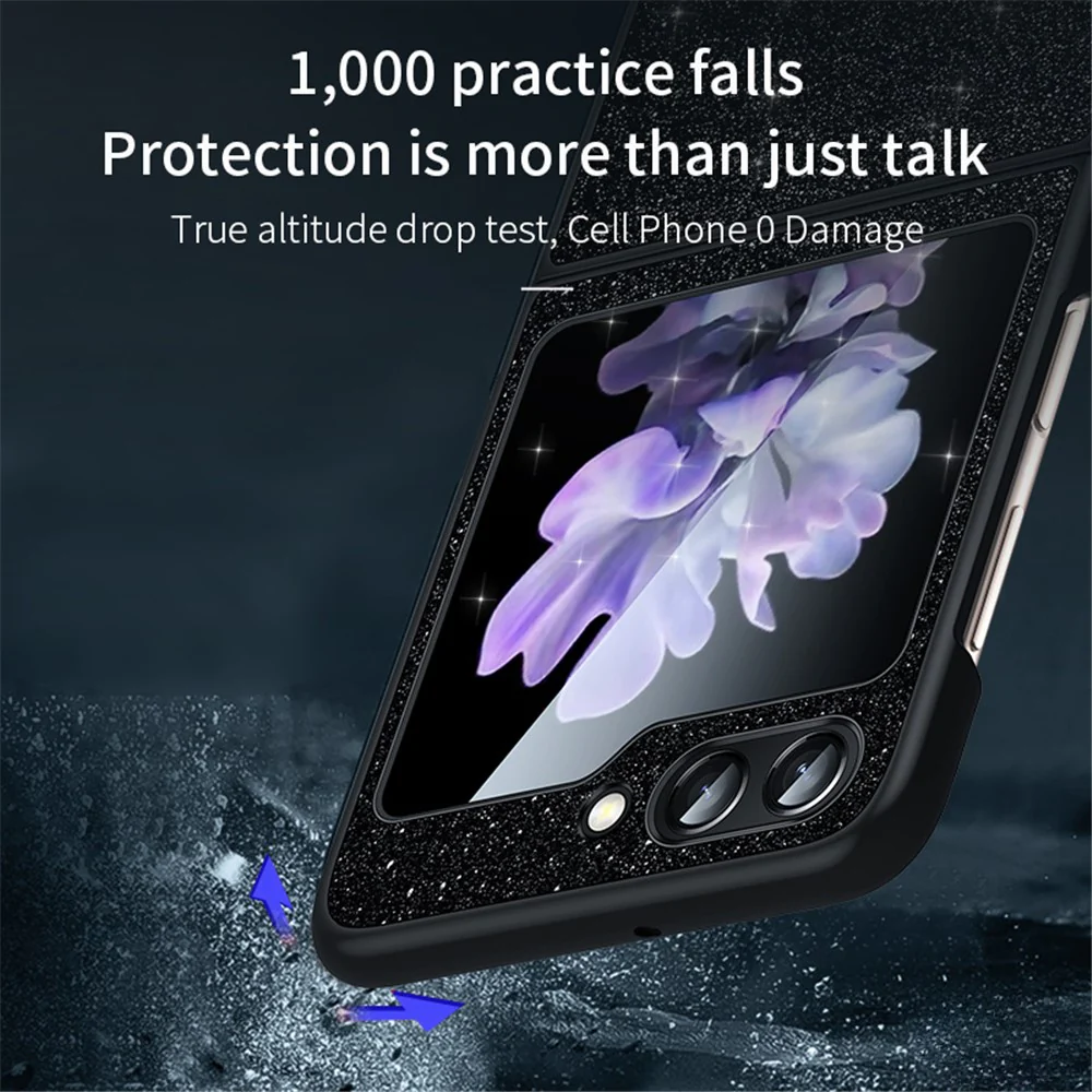 SULADA For Samsung Galaxy Z Flip7 FE 5G / Z Flip6 5G Case Glitter Sequins Leather Coated PC + TPU Cover - Black - Image 6