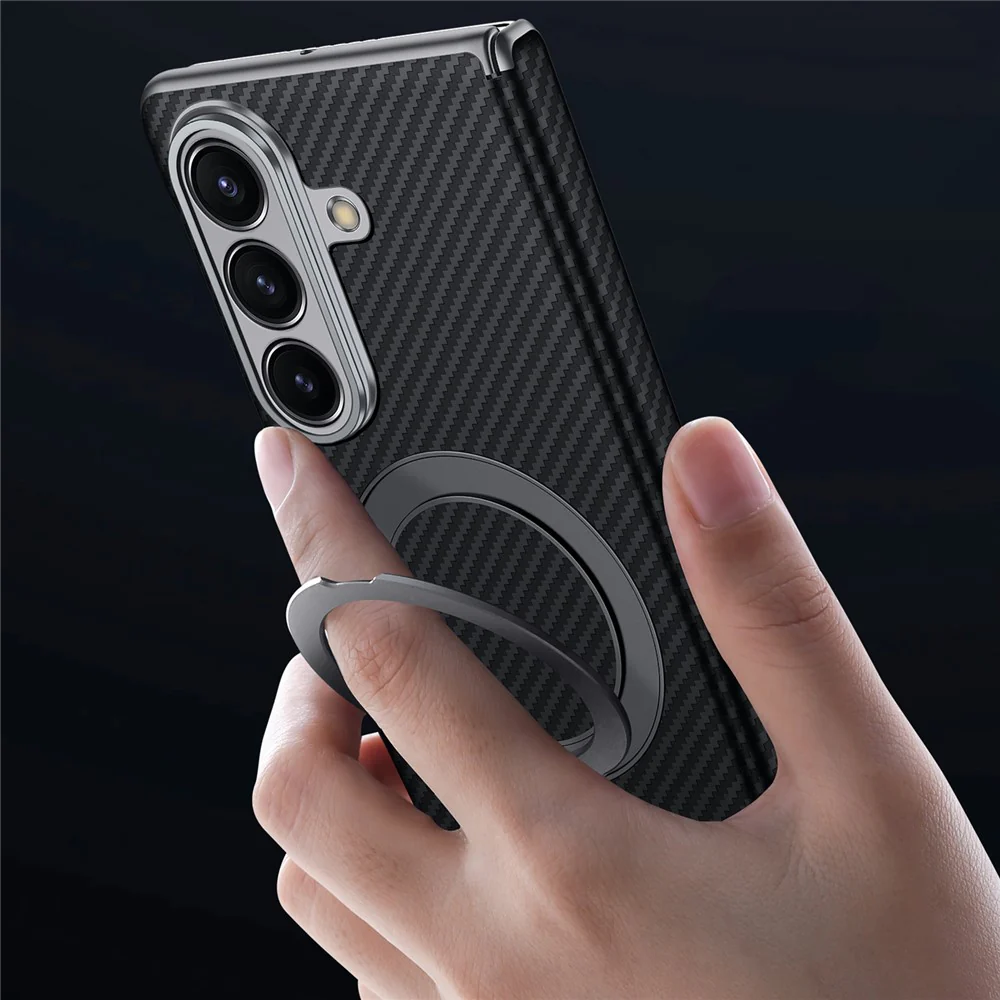 SULADA For Samsung Galaxy Z Fold7 5G Case Compatible with MagSafe Kickstand PU + PC Phone Cover Carbon Fiber Texture - Brown - Image 4