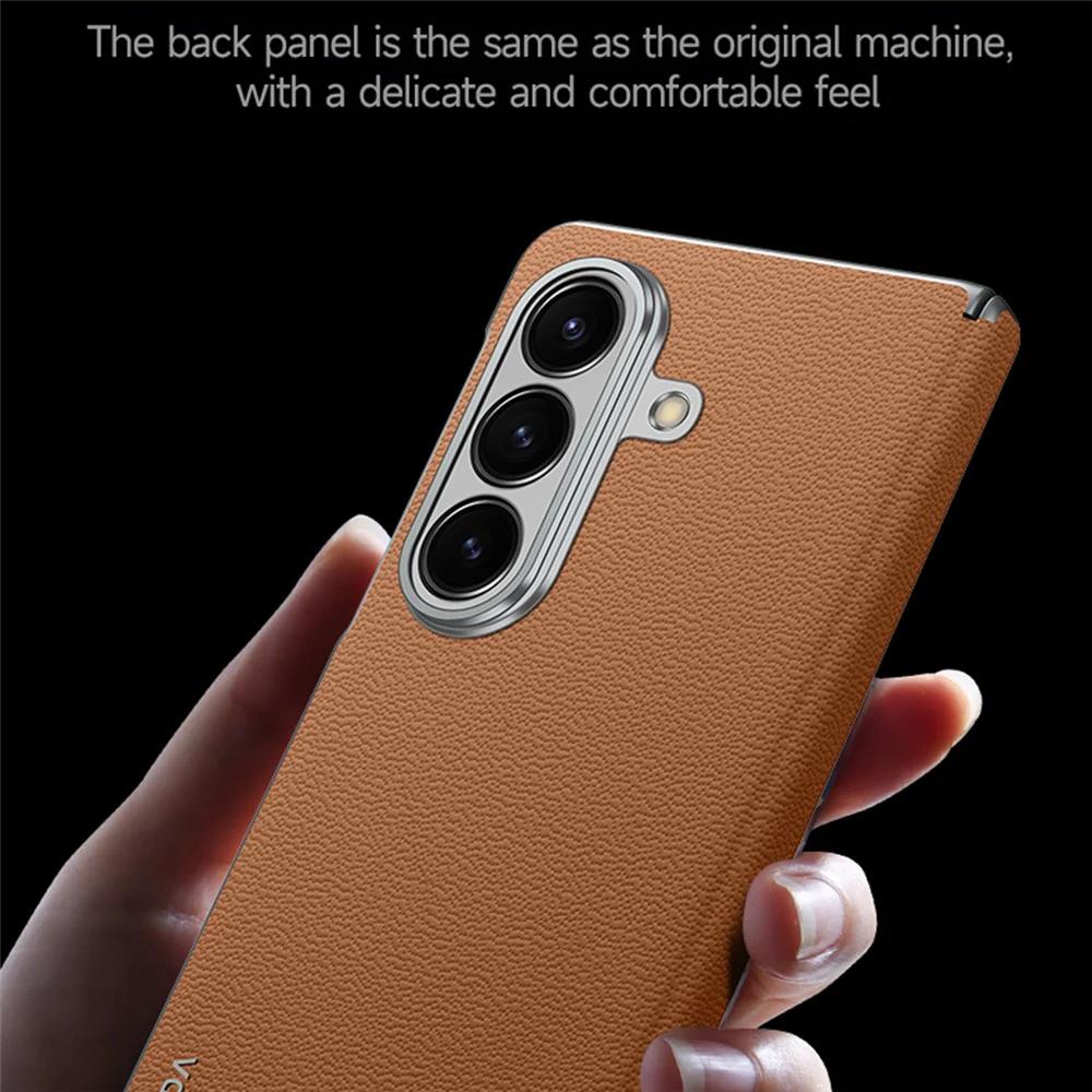 SULADA For Samsung Galaxy Z Fold7 5G Case Genuine Cow Leather Frameless Phone Back Cover - Red - Image 5