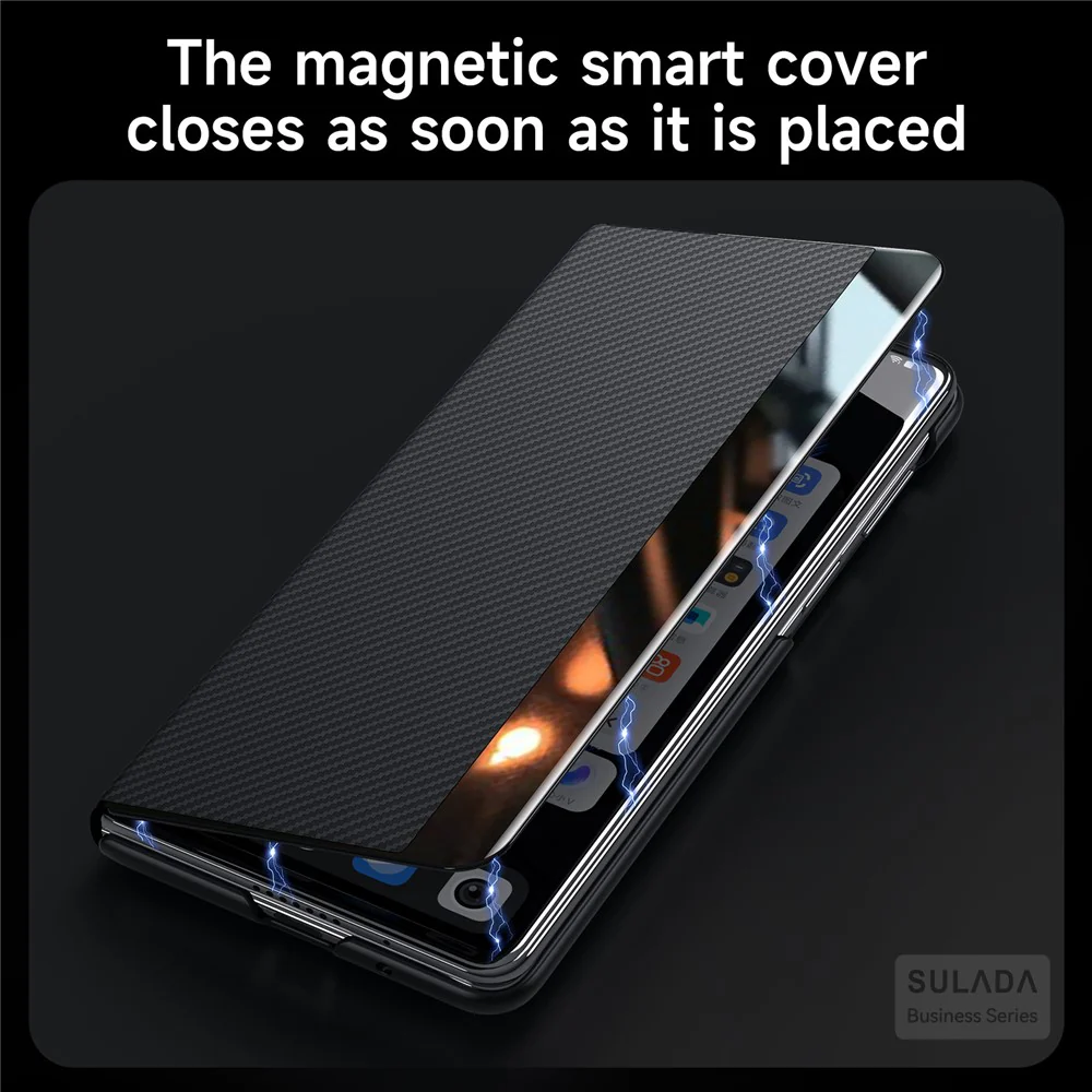 SULADA For Samsung Galaxy Z Fold7 5G Case View Window Leather Phone Cover with Auto Wake / Sleep - Blue - Image 4