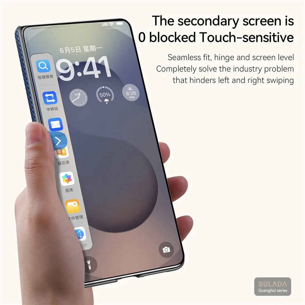 SULADA For Samsung Galaxy Z Fold7 5G Magnetic Case Shockproof Hard PC Phone Back Cover - Sunset Orange - Image 4