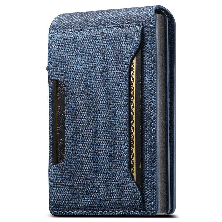SUTENI Denim Texture PU Leather Card Case Auto Pop Up Card Holder - Blue - Image 2