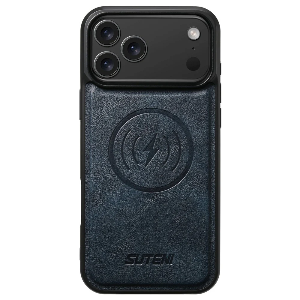 SUTENI G5 For iPhone 17 Pro Max Case Compatible with MagSafe Cowhide Texture Leather Back Cover - Blue - Image 2