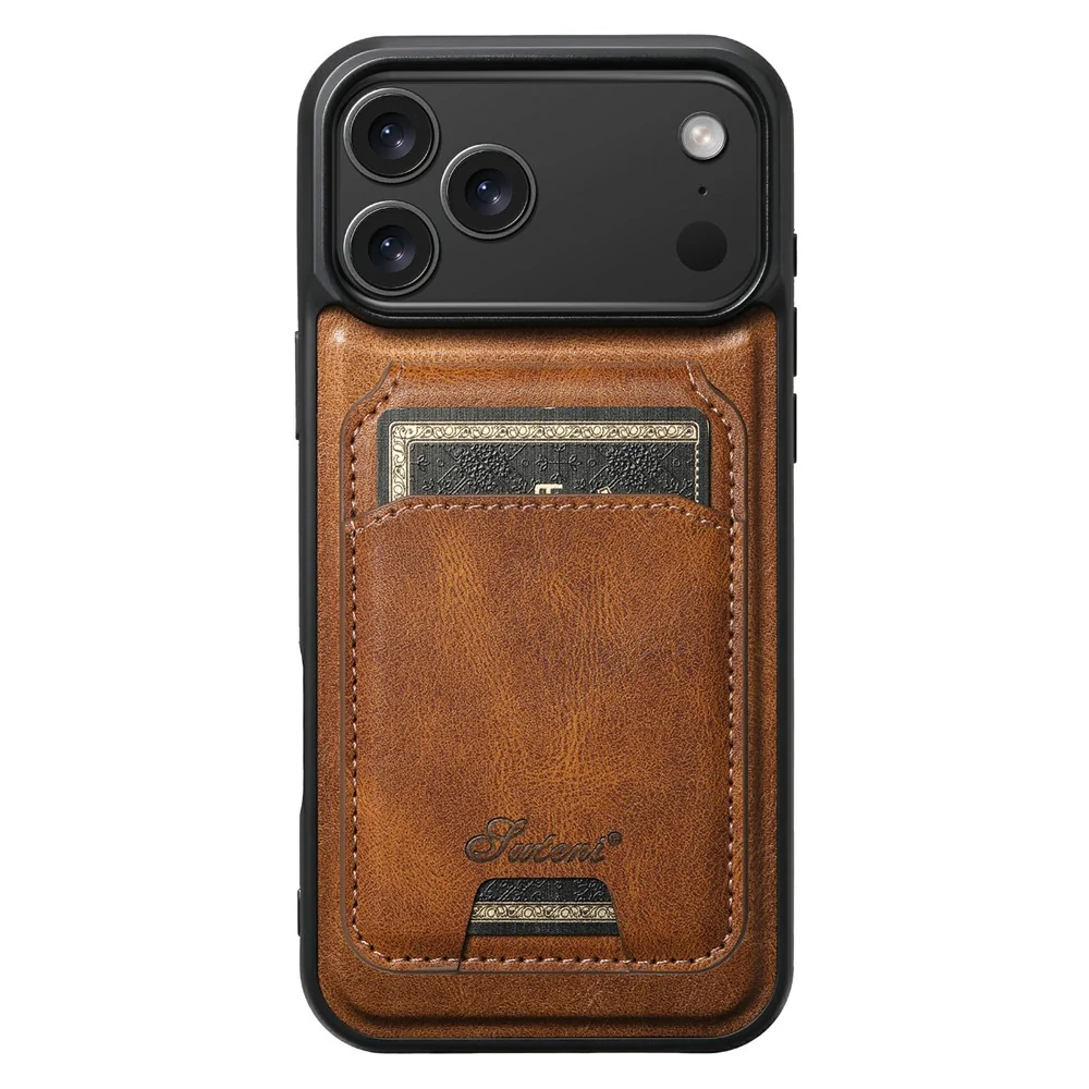 SUTENI H15 For iPhone 17 Pro Max Case Compatible with MagSafe Detachable Card Holder Phone Cover - Brown - Image 4