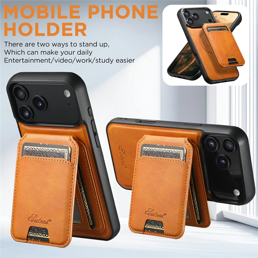 SUTENI H15 For iPhone 17 Pro Max Case Compatible with MagSafe Detachable Card Holder Phone Cover - Khaki - Image 6
