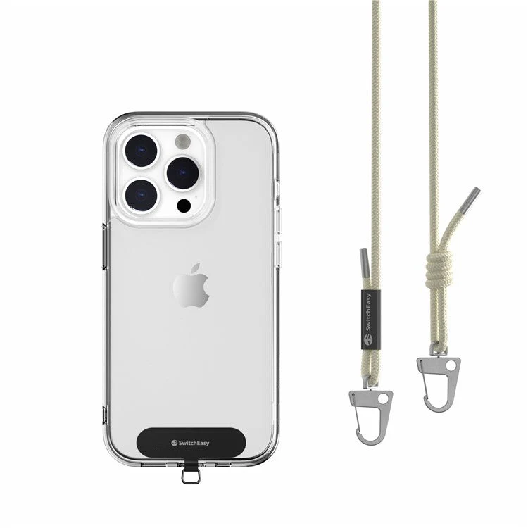 SWITCHEASY Metal Tether Tabs for Cell Phones Adjustable Strap Slim 6mm Nylon Lanyard - Beige - Image 2