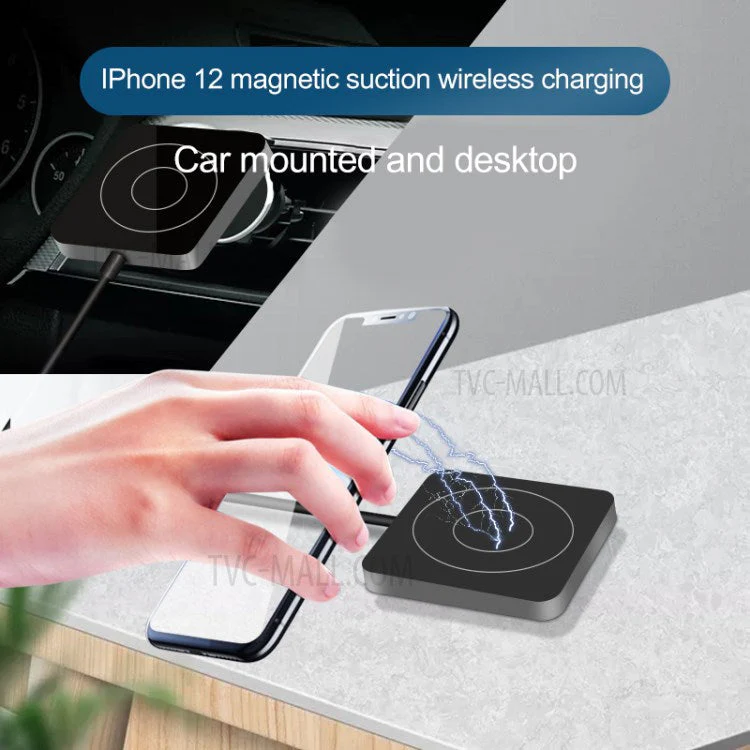 T14 Portable 15W Max Compatible with Magsafe Wireless Charger Magnetic Adsorption Charging Pad for iPhone 12 / 12 mini / 12 Pro / 12 Pro Max - Black - Image 5