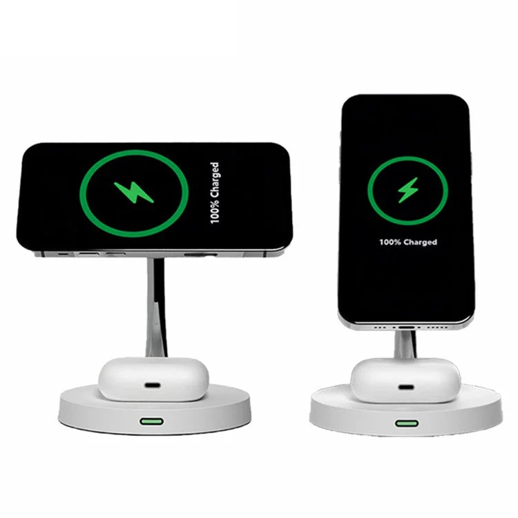 T269 15W Fast Charging Station with Night Light Magnetic Wireless Charger for iPhone / AirPods Pro (QI Certified) - Black - Image 8